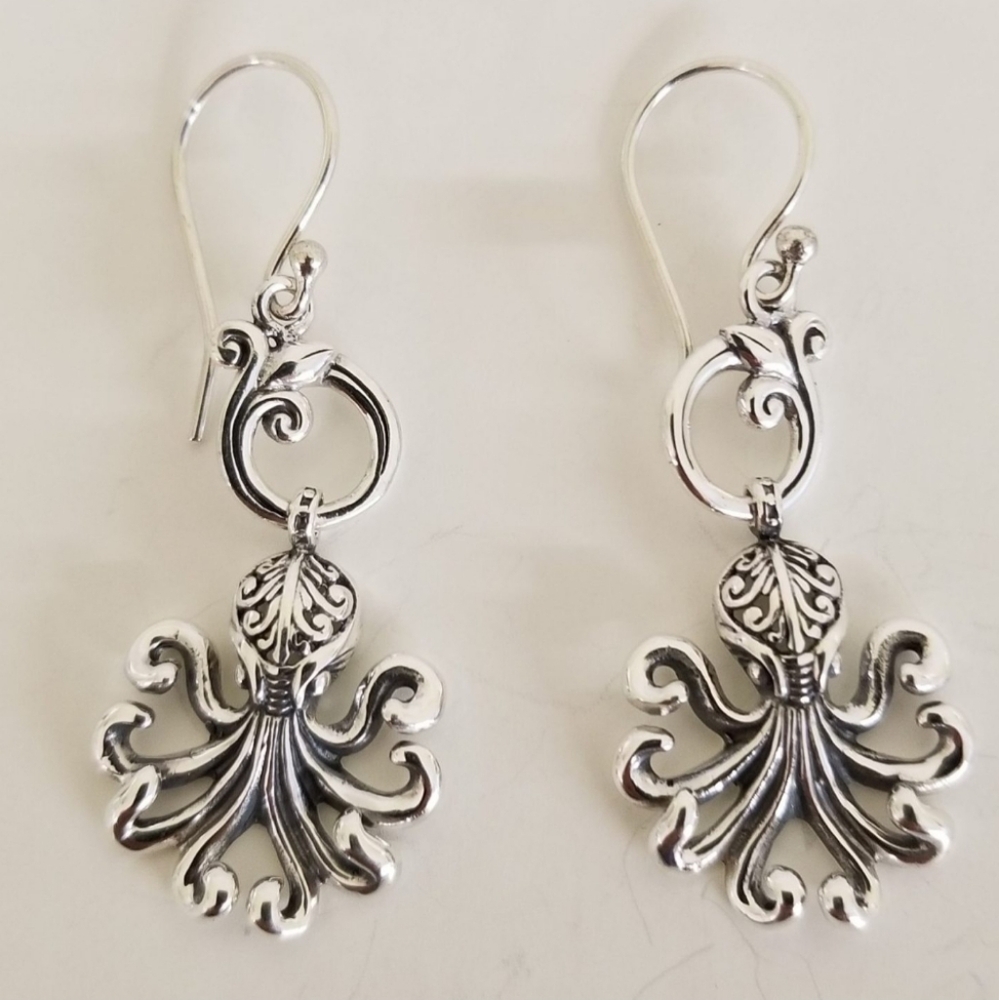 Silver Octopus Earrings
